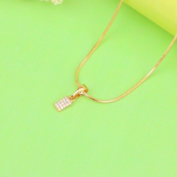 "Rose Gold Plated Rectangular Pendant with Crystal Detailing, XPPT1196 - Picture 4 of 12